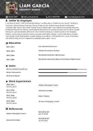 Security Guard resume example